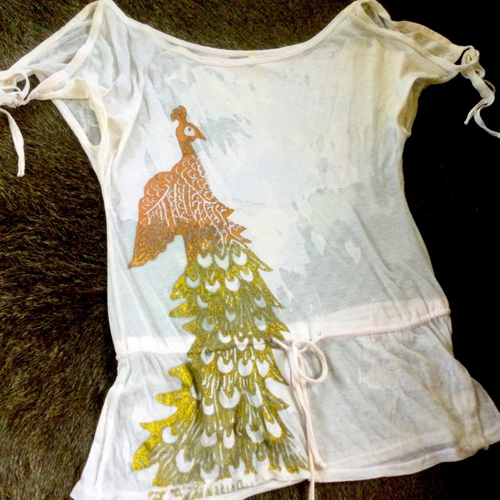 Double Zero Cold Shoulder Peacock Top